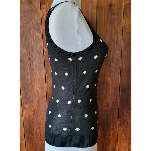 Halogen Women XS Black White Polka Dot Sleeveless Vest Top Nordstrom Soft Casual - Picture 6 of 7